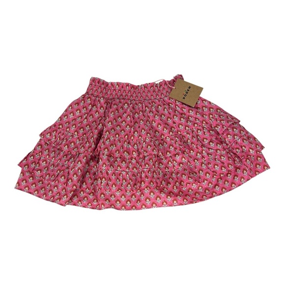 Mini Boden Sz 8-9 Y Tiered Print Skirt Elastic Waist Pink w/Silver Shimmer NWT - Picture 1 of 10